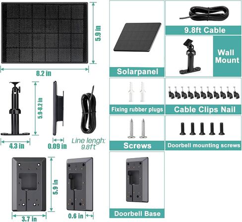 6W Solar Charger Compatible with Ring Video Doorbell (2020 Release), Micro USB Port Only, Not Compatible with the 2025 Type-C Interface doorbell in Saudi Arabia