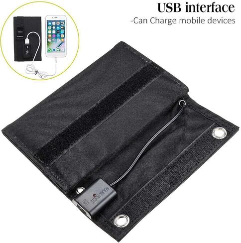 شاحن لوحة شمسية محمول 25 وات، 15 وات 5 فولت 1.5 أمبير 2USB، شاحن لوحة شمسية قابل للطي للهواتف المحمولة والمراوح الصغيرة وأجهزة Ipads، مع كابل تمديد USB (أسود) in Kuwait