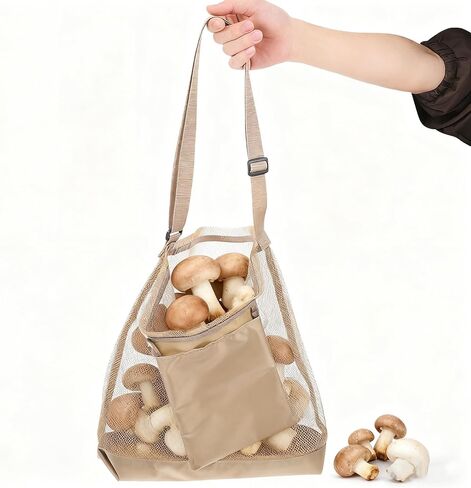 POPETPOP Mushroom Foraging Bag Large Breathable Mesh Crossbody Harvesting Pouch for Outdoor Garden Vegetable Berry and Fruit Picking in Saudi Arabia
