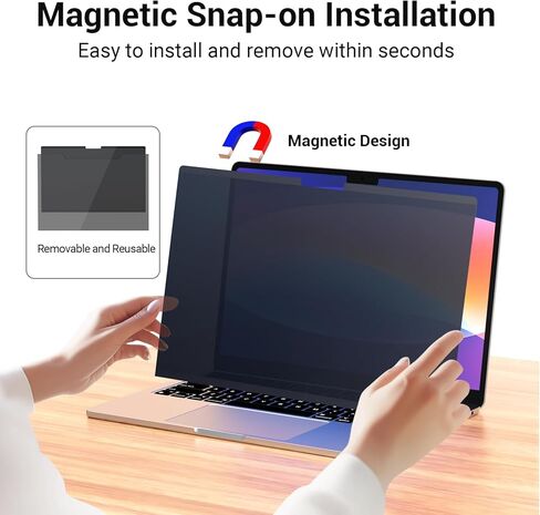 واقي شاشة مغناطيسي قوي للخصوصية متوافق مع Macbook Neo 13 بوصة 2026 A18 Pro، واقي شاشة قابل للإزالة وفيلم الخصوصية Mac Book Neo 13 بوصة، مرشح شاشة كمبيوتر محمول مضاد للوهج الأزرق وحماية العين ضد التجسس A3404 in Saudi Arabia