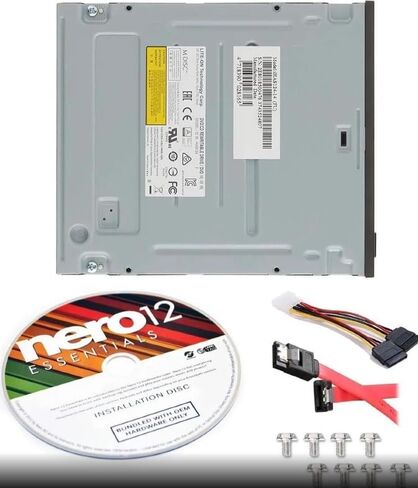محرك ناسخ أقراص DVD/CD داخلي Lite-On IHAS124-04 24X SATA، ناسخ DVD±RW مزدوج الطبقة مع برنامج Nero 12 Essentials ومجموعة كابل SATA in Kuwait
