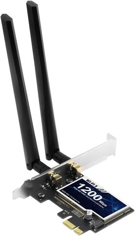 بطاقة WiFi AC1200 PCIe لأجهزة الكمبيوتر المكتبية، ملف تعريف منخفض للحافظة الصغيرة، محول لاسلكي ثنائي النطاق مع بلوتوث 5.1، هوائيات عالية الكسب، يدعم Windows 7/10/11 للألعاب والمكاتب in Kuwait