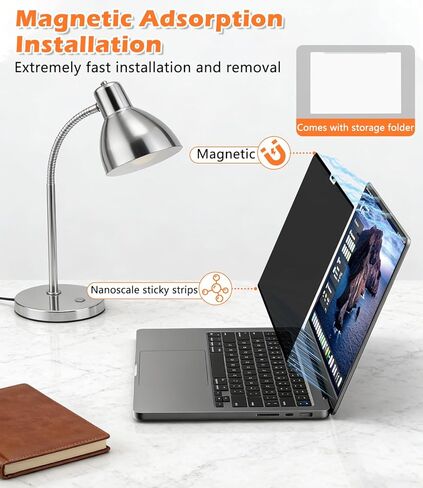 شاشة خصوصية MacBook Pro مغناطيسية من imluckies لجهاز MacBook Pro 16 و16.2 بوصة 2021-2024 (M1، M2، M3، M4، Pro، Max)، قابلة للإزالة وإعادة الاستخدام، فلتر خاص واقي مغناطيسي مضاد للوهج مع غطاء عدسة in Kuwait