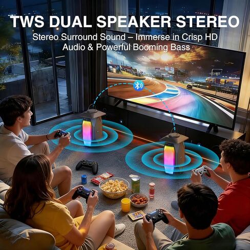 Olafus 2 Pack Outdoor RGB Bluetooth Speakers, 50W Wireless Outdoor Speakers with TWS Stereo Bass, IPX5 Waterproof Lantern Speakers for Pool Patio Garden Camping Party in Saudi Arabia