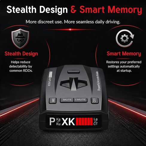 Radar Detector, Radar Detectors for Cars, Up to 1100 Yards Long-Range Detection, X/K/Ka/KU/ST/CT Band & Laser Detection with Voice Alert, Smart False Alert Filtering, Suction Cup Mount Included in Saudi Arabia