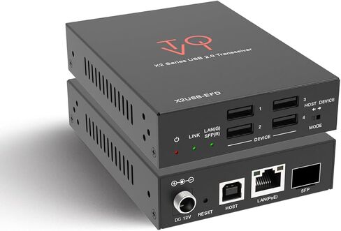ToVi USB 2.0 Over IP Extender Transceiver – 1GbE Network (Copper/Fiber SFP), Dual Host/Device Mode, 4-Port USB Hub, PoE Support, 480Mbps, Open API (X2USB-EFD) in Saudi Arabia