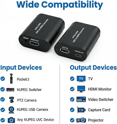 UVC to HDMI Converter 1080P 60Hz, Supports Camera Charging, USB Cameras Webcam Video Switcher to HDMI Video Output, for Live Streaming to TV, Monitor and HDMI Capture Card in Saudi Arabia