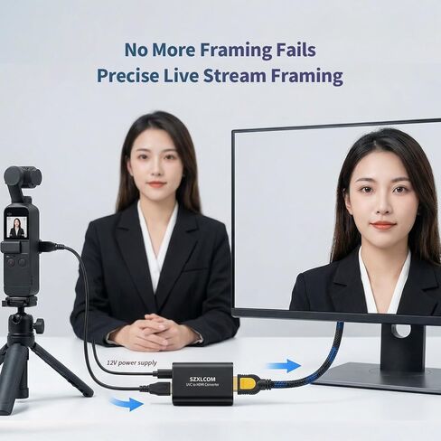 UVC to HDMI Converter 1080P 60Hz, Supports Camera Charging, USB Cameras Webcam Video Switcher to HDMI Video Output, for Live Streaming to TV, Monitor and HDMI Capture Card in Saudi Arabia