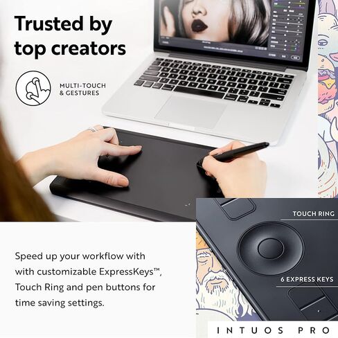 Wacom PTH460K0A Intuos Pro Digital Graphic Drawing Tablet Mac/PC Small (Renewed) Bundle with 2 YR CPS Enhanced Protection Pack in Saudi Arabia