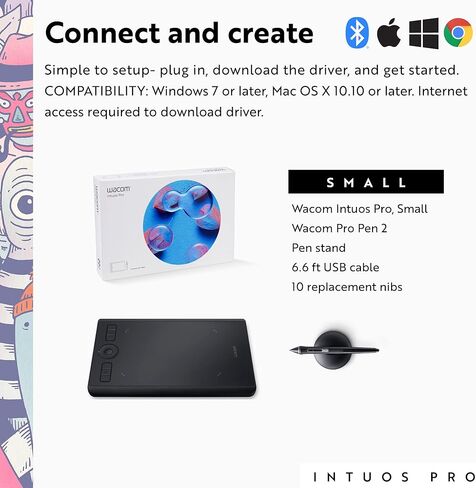 Wacom PTH460K0A Intuos Pro Digital Graphic Drawing Tablet Mac/PC Small (Renewed) Bundle with 2 YR CPS Enhanced Protection Pack in Saudi Arabia
