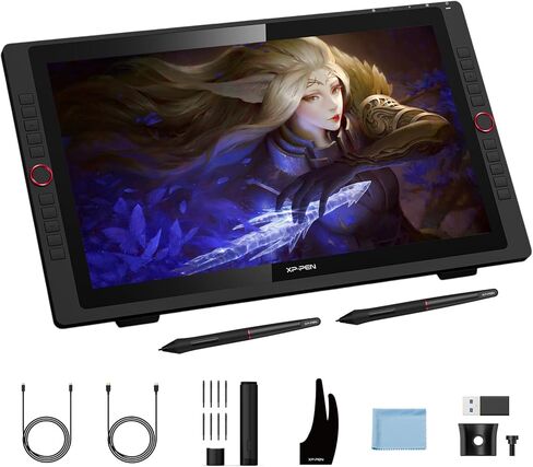 XPPen Artist 24 Pro 2.5K QHD Drawing Tablet with Screen,16.7M Colors Graphics Tablet with 8192 Pen Pressure Battery-Free Tilt Stylus and XPPen PA2 8192 Pen Pressure Battery-Free Stylus in Saudi Arabia