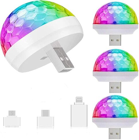Lmaytech USB Mini Disco Ball Party Lights، أضواء ستروب لمسرح DJ المنشط بالصوت، أضواء LED محمولة لجو السيارة من أجل حشوات عيد الميلاد والحفلات والكاريوكي والبار (عبوتان) in Kuwait