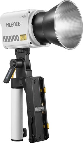 مصباح LED أحادي اللون من Godox مع مقبض بطارية AK-B01، 70 وات، 2800-6500 كلفن، CRI 96 TLCI 97، التحكم في التطبيق، مجموعة إضاءة فيديو LED محمولة (ML60IIBiK1) in Kuwait