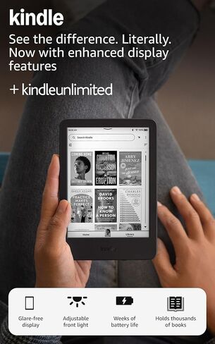 Amazon Kindle الجديد (16 جيجابايت) - جهاز Kindle الأخف والأكثر إحكاما، مع شاشة خالية من الوهج، وتقلب أسرع للصفحات، وإضاءة أمامية قابلة للتعديل، وعمر بطارية طويل - أسود + 3 أشهر من Kindle Unlimited (مع التجديد التلقائي) in Saudi Arabia