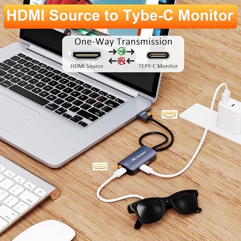 نظارات AR محول HDMI إلى USB C 4K@60 هرتز، محول XR مع تشغيل وشحن DC 5V، HDMI إلى USB-C عرض فيديو لـ XREAL One/Air 2 Pro/VITURE/RayNeo/Rokid، Switch 2/1، PS5/4، Xbox، شاشة محمولة in Saudi Arabia