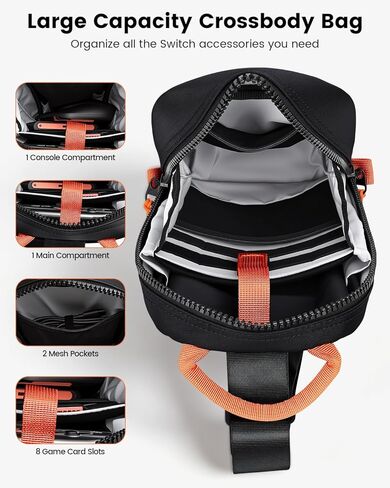 حقيبة Bemkiru Sling Crossbody لجهاز Nintendo Switch 2، حقيبة حمل واقية أثناء السفر لملحقات جهاز التحكم Switch 2 Console Pro مع 8 فتحات لخراطيش الألعاب، حماية بطانة ناعمة 10 مم in Kuwait