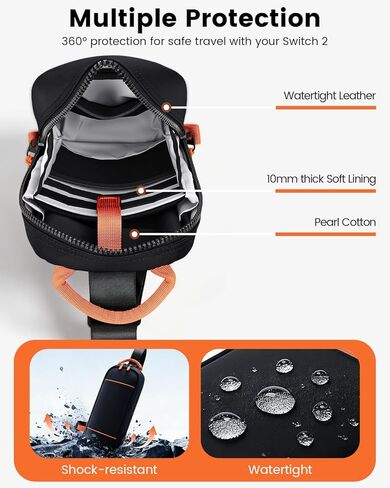 حقيبة Bemkiru Sling Crossbody لجهاز Nintendo Switch 2، حقيبة حمل واقية أثناء السفر لملحقات جهاز التحكم Switch 2 Console Pro مع 8 فتحات لخراطيش الألعاب، حماية بطانة ناعمة 10 مم in Kuwait