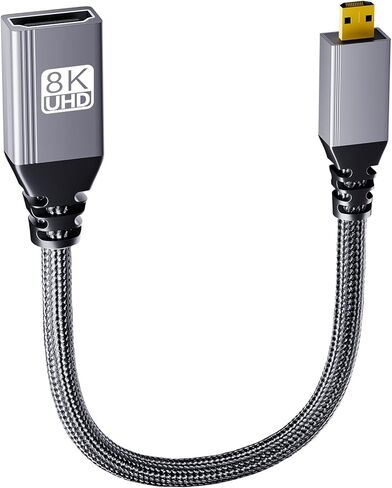 محول HDMI صغير 8K إلى HDMI، 8K@60HZ 4K@240 هرتز، محول Micro HDMI ذكر إلى أنثى، 48 جيجابت في الثانية، متوافق مع Raspberry Pi 5، Pi 4، Go Pro Hero، Nikon، Canon، Sony وغيرها من الكاميرات - رمادي in Kuwait