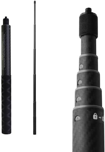 عصا سيلفي غير مرئية من ألياف الكربون 1.15 متر/45.3 بوصة لـ Insta360 X5/X4/X3/ONE RS/ONE X، عمود تلسكوبي بقفل داخلي، حامل أحادي ممتد 1/4 بوصة قابل للتعديل لـ GoPro و360 كاميرا in Saudi Arabia