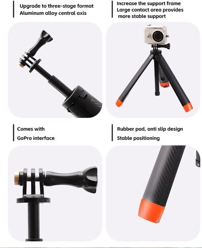 Floating Selfie Stick Tripod Suitable for GoPro Hero13 12 11 10 9 8 7 6 5 4 3, Mini Max Fusion Session,AKASO, SJCAM,Waterproof Extension Pole, Floating Handle Grip, Monopod,Stand for Action Cameras in Saudi Arabia