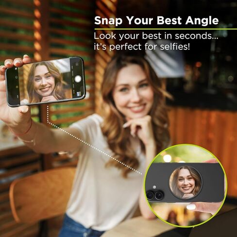 PureGear Magnetic Selfie Mirror for Back Camera, Slim Cell Phone Convex Mirror, MagSafe Compatible, iPhone 16/15/14/13/12 Pro Max/Plus, MagSafe Cases, Selfies, Vlogging/Streaming in Saudi Arabia