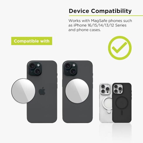 PureGear Magnetic Selfie Mirror for Back Camera, Slim Cell Phone Convex Mirror, MagSafe Compatible, iPhone 16/15/14/13/12 Pro Max/Plus, MagSafe Cases, Selfies, Vlogging/Streaming in Saudi Arabia