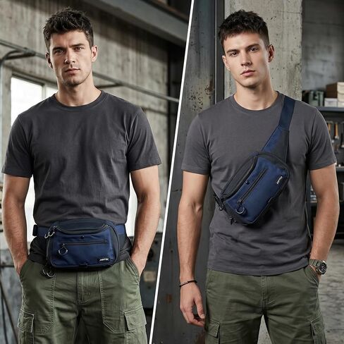 AGPTEK Tactical Fanny Pack for Men & Women, 2L CCW Waist Bag with Adjustable Holster, Compact Belt Bum Pouch for Travel, Hiking, Running, Fishing, EDC & Everyday Use, Blue in Saudi Arabia