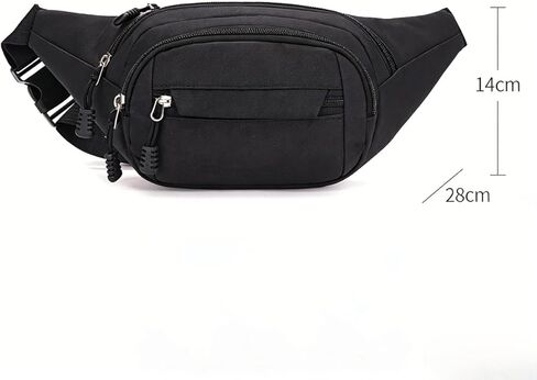 1 Piece Fashion Waterproof Fanny Pack for Men Women, Multi-Layer Large Capacity Waist Pack with Adjustable Belt, Lightweight Crossbody Bum Bag for Outdoor Sports Travel Running Hiking, Black in Saudi Arabia