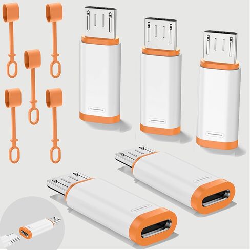 USB C to Micro adapter, 5-piece set, supports 18W fast charging and data transmission. Micro to USB C adapter is suitable for Micro interface devices and does not support headphones and OTG functions in Saudi Arabia