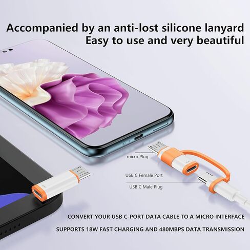 USB C to Micro adapter, 5-piece set, supports 18W fast charging and data transmission. Micro to USB C adapter is suitable for Micro interface devices and does not support headphones and OTG functions in Saudi Arabia