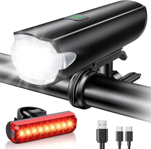 2026 New 1200LM Wide Angle Bike Lights for Night Riding, 3+5 Modes & IP65 Waterproof Bike Reflectors, Long-Lasting USB Rechargeable Bicycle Lights Front and Rear for Road Mountain Cycling in Saudi Arabia
