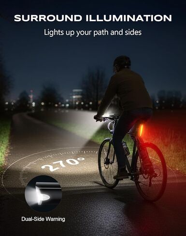 2026 New 1200LM Wide Angle Bike Lights for Night Riding, 3+5 Modes & IP65 Waterproof Bike Reflectors, Long-Lasting USB Rechargeable Bicycle Lights Front and Rear for Road Mountain Cycling in Saudi Arabia