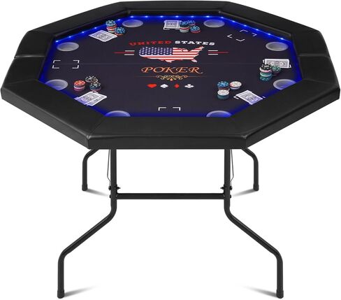 10 Player Poker Table Foldable, Folding Texas Holdem Casino Table with Padded Rails & Cup Holders, Portable Poker Game Table for Home or Game Room, 84 Inch in Saudi Arabia