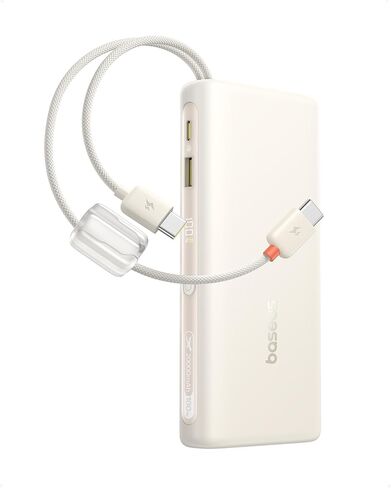 Baseus باور بانك 100 واط 20000 مللي أمبير في الساعة، شاحن كمبيوتر محمول محمول مع كابلات USB-C مزدوجة مدمجة، شحن سريع أساسي للسفر PD QC لأجهزة MacBook وiPad وiPhone 17/16 وSamsung وSteam Deck ومعتمد من TSA in Kuwait