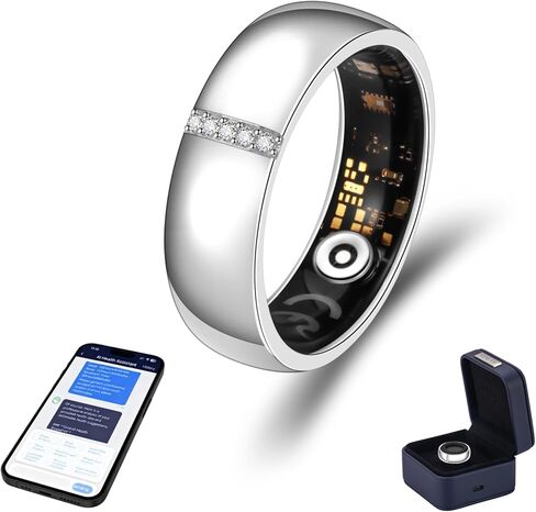 Venlan S925 Sterling Silver Moissanite Smart Ring for Women & Men, Vital Health Ring with Sleep & Fitness Tracking, Heart Rate HRV Monitor, Waterproof Ring Health Tracker(#8) in Saudi Arabia