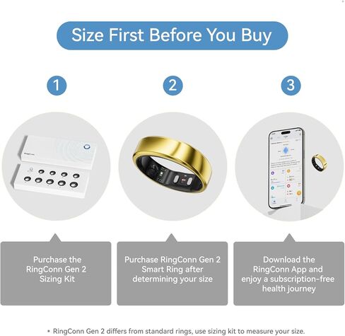 RingConn Gen 2 Smart Ring (Gold, Size 14) Gen 2 Charger in Saudi Arabia