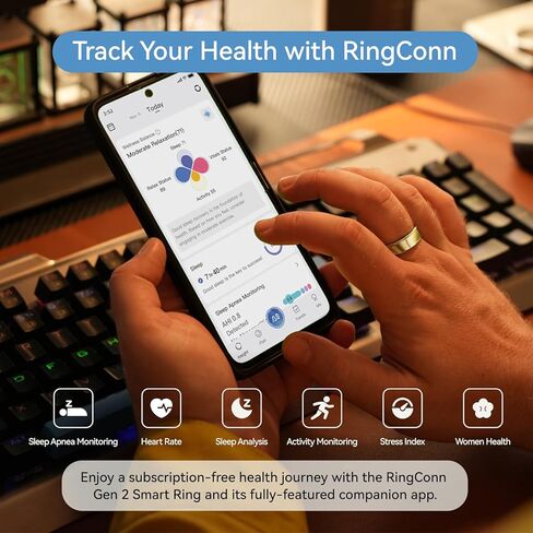 RingConn Gen 2 Smart Ring (Gold, Size 14) Gen 2 Charger in Saudi Arabia