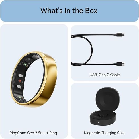 RingConn Gen 2 Smart Ring (Gold, Size 14) Gen 2 Charger in Saudi Arabia