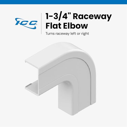 ICC Raceway Flat Elbow, Wire Organizer and Cable Management Fitting, Cord Cover for Wall & Floor, 1 3/4", Pack of 10, White in Saudi Arabia