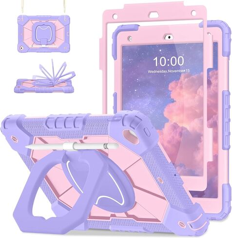 حافظة Auizotl لجهاز iPad (A16) الجيل الحادي عشر / العاشر 11/10.9 بوصة 2025/2022 مع واقي شاشة وحامل دوار وحزام كتف وحامل قلم رصاص، حافظة iPad مقاومة للصدمات من الدرجة العسكرية الجيل العاشر، أسود أزرق in Kuwait