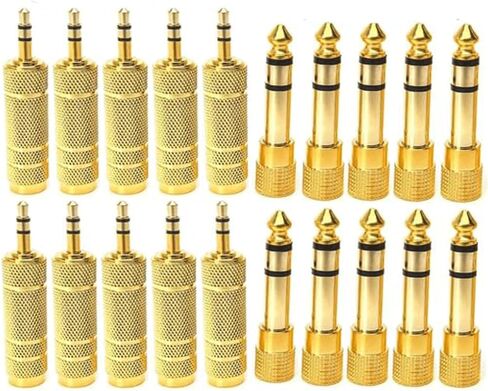 20-Pack 6.35mm (1/4") Male to 3.5mm (1/8") Female TRS Stereo Audio Adapter, Gold-Plated for Low Signal Loss in Saudi Arabia