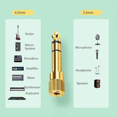 20-Pack 6.35mm (1/4") Male to 3.5mm (1/8") Female TRS Stereo Audio Adapter, Gold-Plated for Low Signal Loss in Saudi Arabia