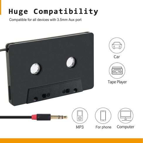 GOWENIC Universal Cassette Adapter, Premium Sound, Universal Tape Adapter, 4 Channel Stereo Output, with 3.5mm Type C AUX Audio Cable, for Phone MP3 in Saudi Arabia