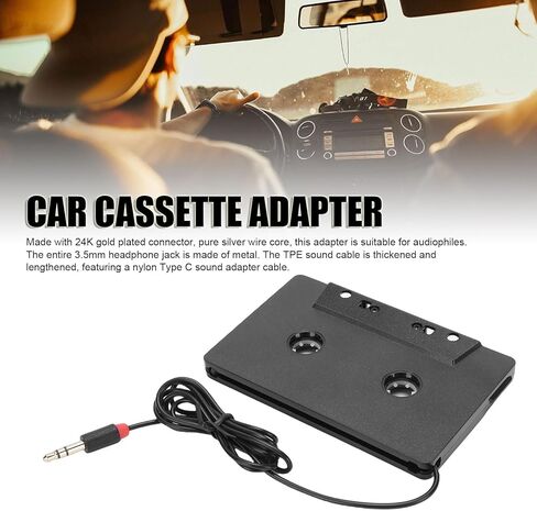 GOWENIC Universal Cassette Adapter, Premium Sound, Universal Tape Adapter, 4 Channel Stereo Output, with 3.5mm Type C AUX Audio Cable, for Phone MP3 in Saudi Arabia