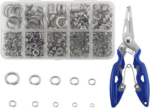500pcs Flat Split Rings Kit: 10Sizes 17-258LB Heavy Duty Fishing Lure Rings with Plier Set for Saltwater Lure Hook Connector Jewelry Making Supplies in Saudi Arabia