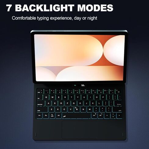 حافظة لوحة المفاتيح السحرية LAUDTEC لجهاز Samsung Galaxy Tab S11/S9 11 بوصة، S10Lite/S10FE /S9FE 5G 10.9 بوصة حامل ناتئ عائم مع لوحة تتبع متعددة اللمس وشاشة LED وحامل أقلام S وإضاءة خلفية 7 ألوان، أسود in Kuwait