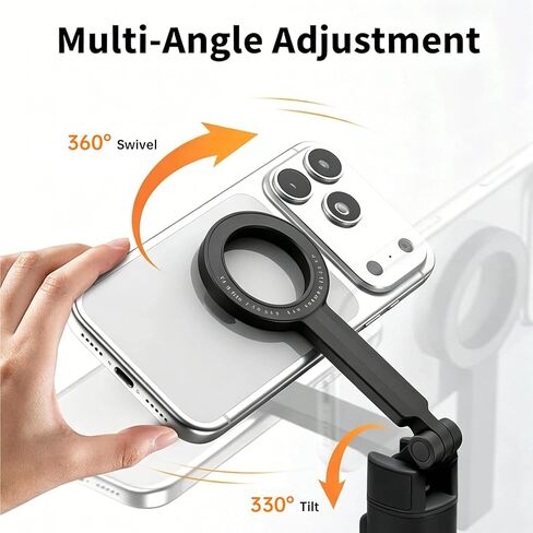 Magnetic Selfie Stick Tripod, 67" Aluminum Extendable Magnetic Holder for Magsafe, 360° Rotatable & 330° Tilt Travel Phone Tripod Stand with Metal Ring & Remote for iPhone 12-17/Android in Saudi Arabia