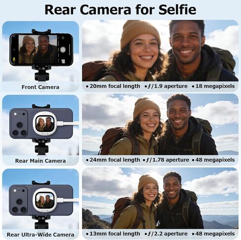 شاشة مراقبة سيلفي صغيرة من Vlogmate لهاتف iPhone، شاشة كاميرا خلفية لصور سيلفي الكاميرا الخلفية، شاشة سيلفي Vlog لمدونات الفيديو، TikTok، البث المباشر in Saudi Arabia