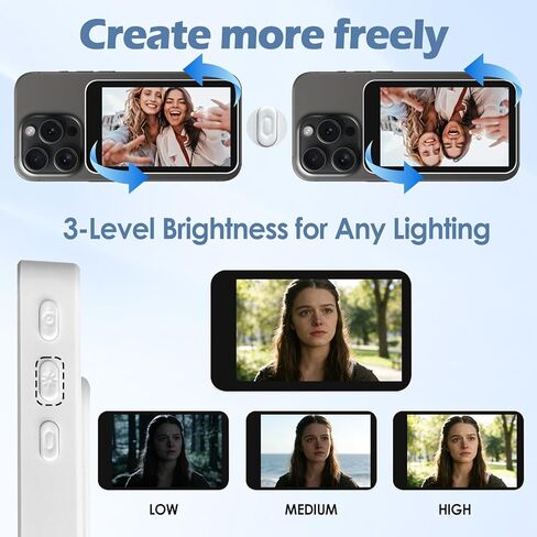 شاشة مراقبة سيلفي لهواتف iPhone/Android، شاشة سيلفي لمدونة الفيديو المغناطيسية مع بطارية 1500 مللي أمبير في الساعة وجهاز تحكم عن بعد بلوتوث، شاشة كاميرا خلفية لاسلكية للبث المباشر/TikTok (أبيض) in Kuwait