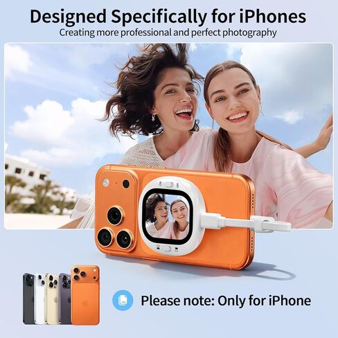 yAyusi Mini المغناطيسي Vlog Selfie شاشة مراقبة iPhone مع جهاز تحكم عن بعد، شاشة كاميرا خلفية محمولة صغيرة الحجم iPhone مع انعكاس الشاشة، شاشة هاتف HD AMOLED لـ TikTok/YouTube (فقط لنظام iOS) in Kuwait